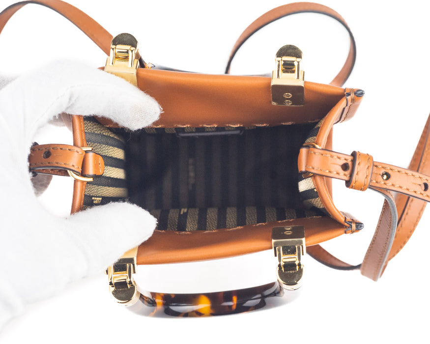 Fendi Mini Sunshine Shopper Bag Brown