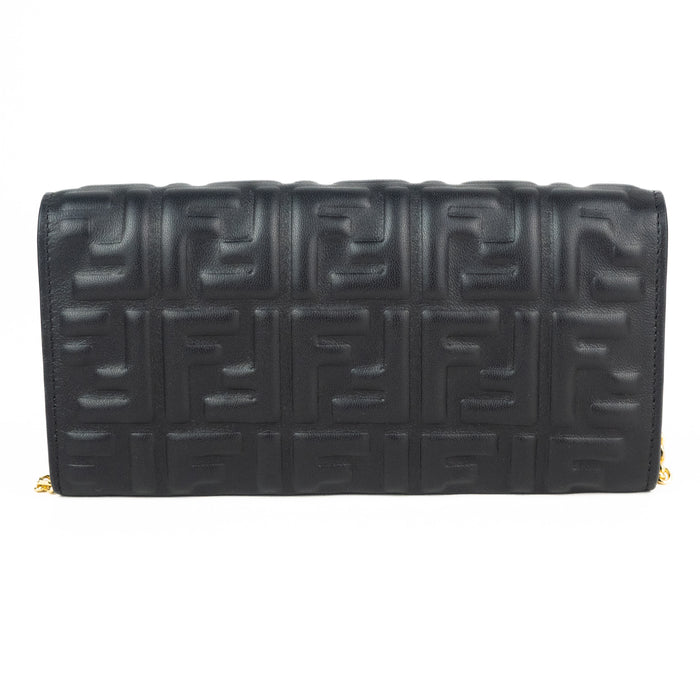 Fendi Continental Wallet on Chain in Black Leather