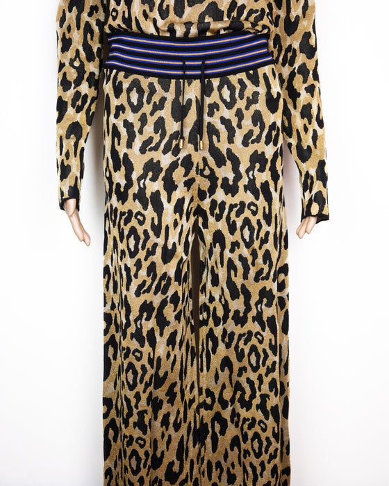 Akira Naka Belted Back Colourblock Stripe Fringe Long Cardigan