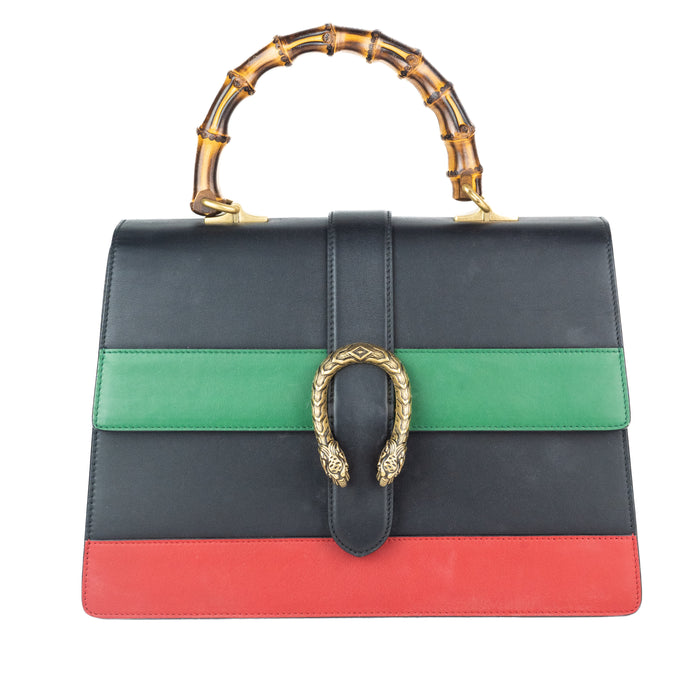 Gucci Large Dionysus Stripped Bamboo Top Handle Bag