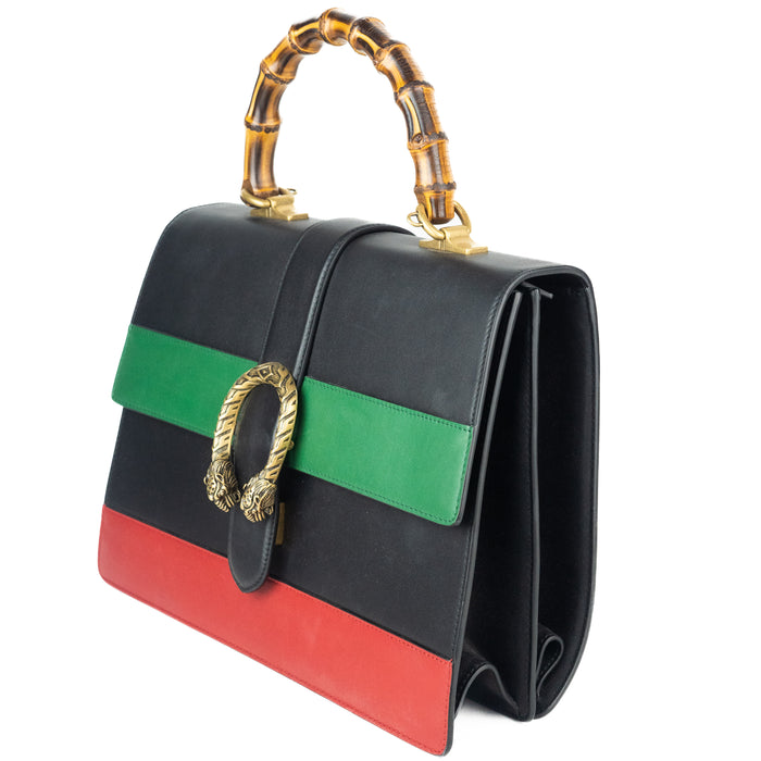 Gucci Large Dionysus Stripped Bamboo Top Handle Bag