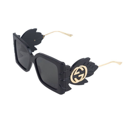 Gucci Acetate Square Leaf Sunglasses in Black