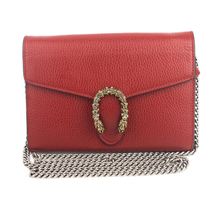 Gucci Dionysus Mini Leather Chain bag in Hibiscus Red 