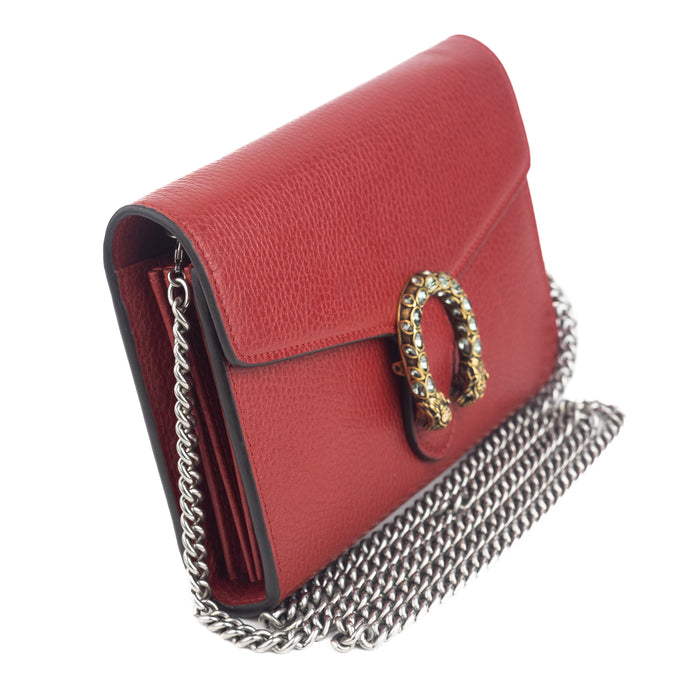 Gucci Dionysus Mini Leather Chain bag in Hibiscus Red 