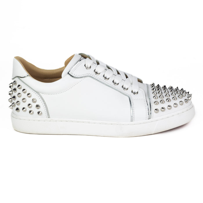 Christian Louboutin Vieira 2 Flat Sneakers in White and Silver