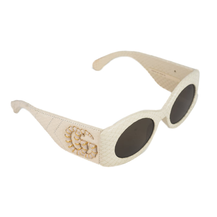Gucci Quilted Snakeskin leather Sunglasses in ivory