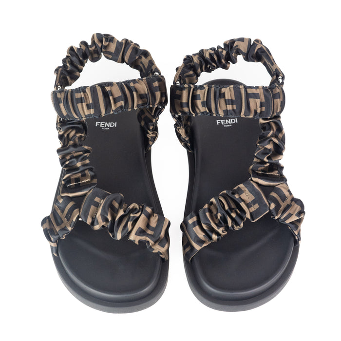 Fendi Brown Satin Sandals