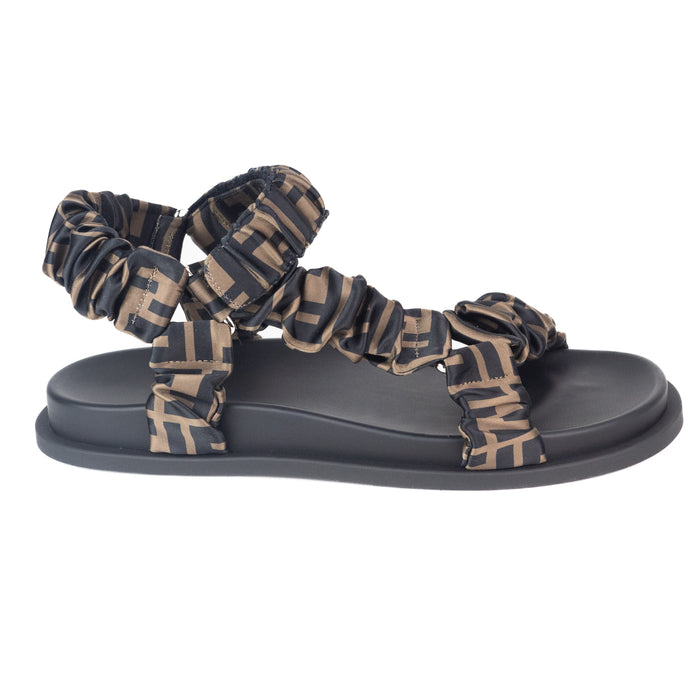 Fendi Brown Satin Sandals