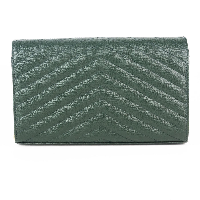 Saint Laurent Envelope Wallet on Chain in Dark Green