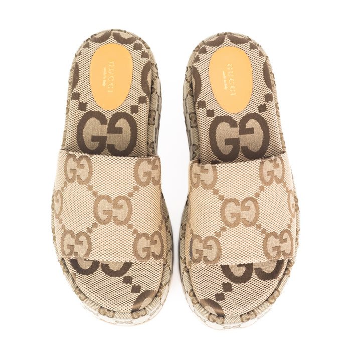 Gucci Platform Slide Sandals in Canvas