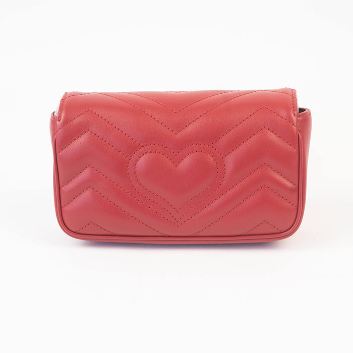 Gucci gg Marmont Leather Super Mini Bag Red