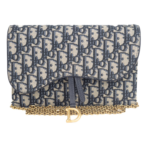 Dior Saddle Pouch in Blue Dior Oblique Jacquard