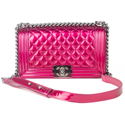 Chanel Patent Medium Boy Bag in Fuchsia