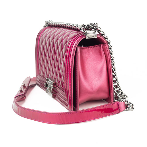 Chanel Patent Medium Boy Bag in Fuchsia