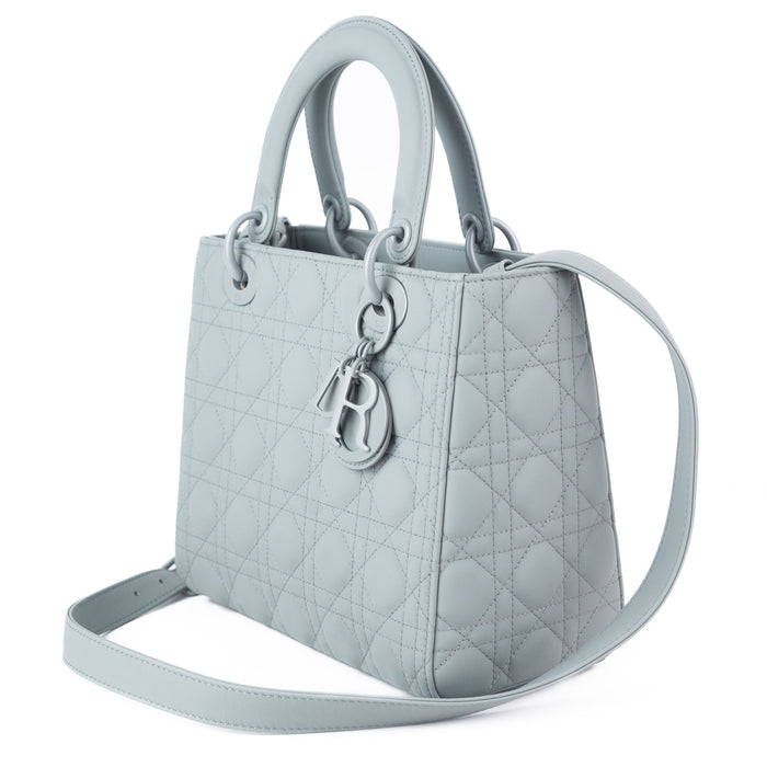 Dior Medium Lady Dior Bag in Gray Ultramatte Cannage Calfskin