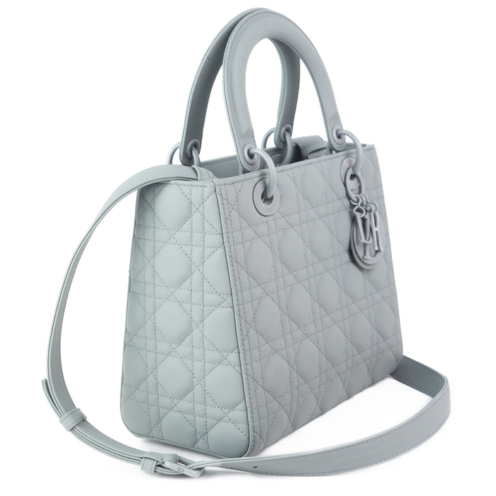 Dior Medium Lady Dior Bag in Gray Ultramatte Cannage Calfskin