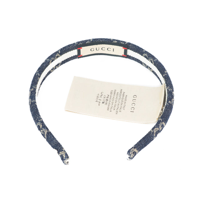 Gucci GG Denim Headband in Blue and Ivory