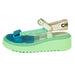 Chanel Laminated Lambskin Turquoise Green Gold and Light Gray Sandals