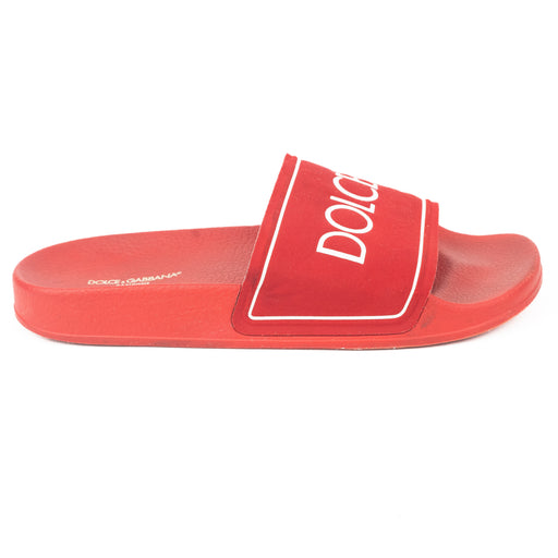 Dolce & Gabbana Red Slide Sandals