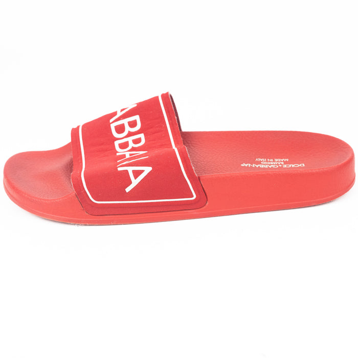 Dolce & Gabbana Red Slide Sandals