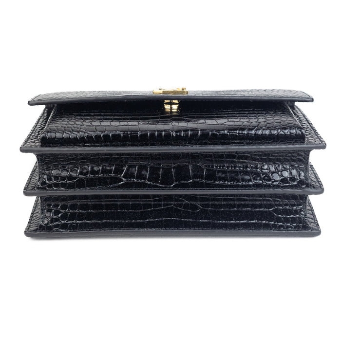 Saint Laurent Sunset Medium Croc-Embossed Crossbody bag