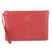 Saint Laurent Monogram Wristlet in Red Matelasse Leather