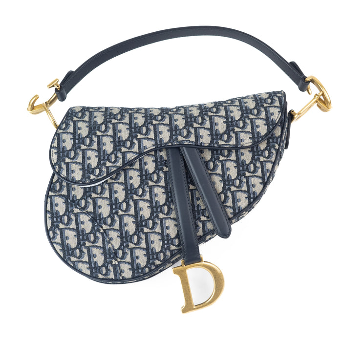 Dior Blue Oblique Jacquard Saddle Bag