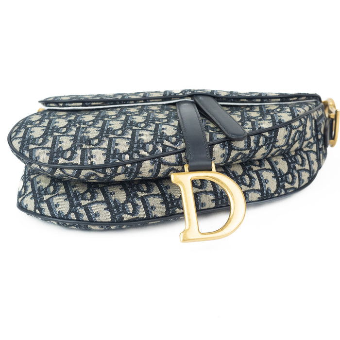 Dior Blue Oblique Jacquard Saddle Bag