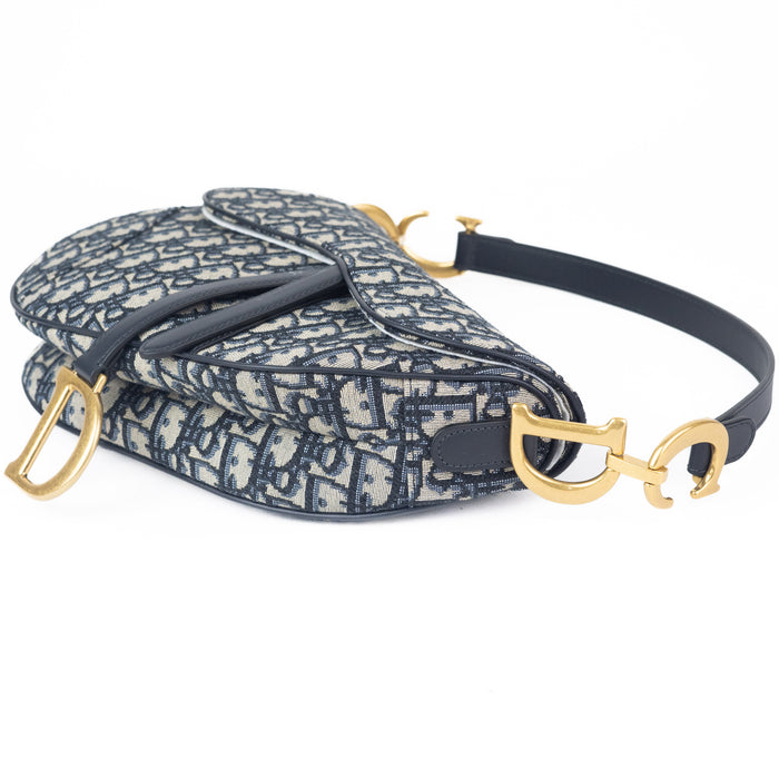 Dior Blue Oblique Jacquard Saddle Bag