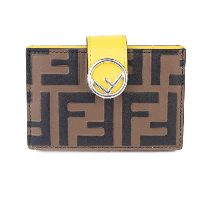 Fendi Yellow Leather Gusseted Card Holder