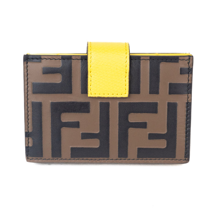 Fendi Yellow Leather Gusseted Card Holder