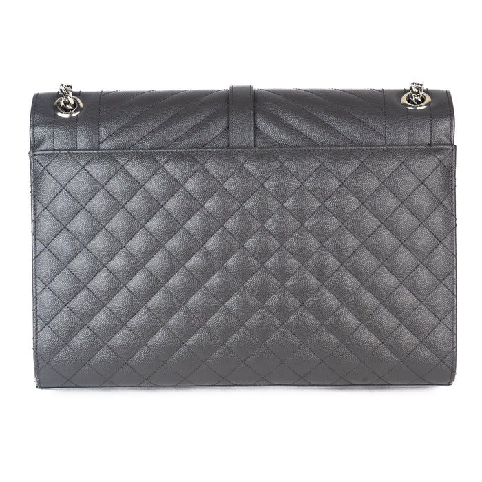 Saint Laurent Large Tri Quilt Leather Envelope Bag in Grey