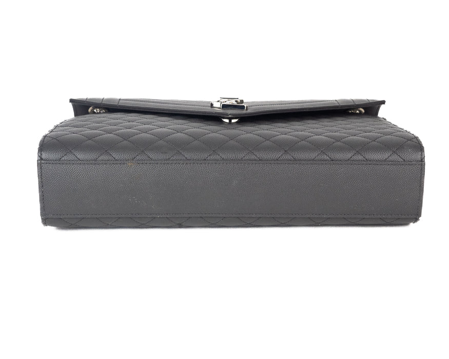 Saint Laurent Large Tri Quilt Leather Envelope Bag in Grey