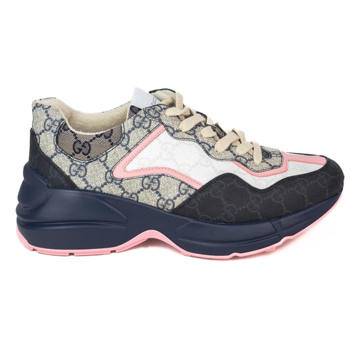 Gucci GG Rhyton Sneakers in Beige and Blue Supreme