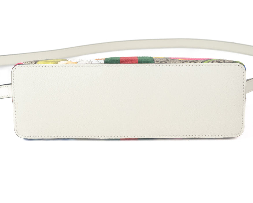 Gucci Ophidia Small Flora Dome Shoulder Bag in White