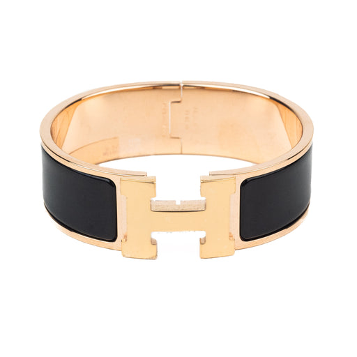 Hermes Black and Rose Gold Clic Clac H Bracelet