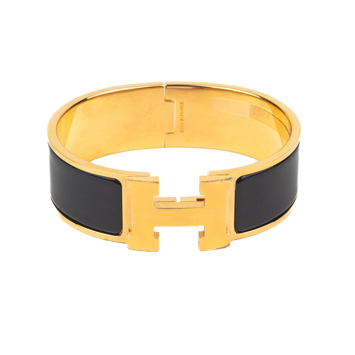 Hermes Black and Gold Clic Clac H Bracelet 