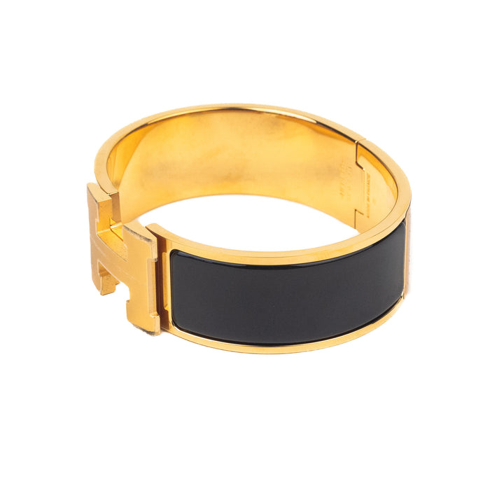 Hermes Black and Gold Clic Clac H Bracelet 