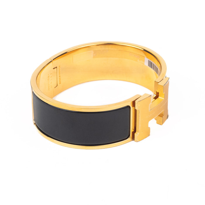 Hermes Black and Gold Clic Clac H Bracelet 