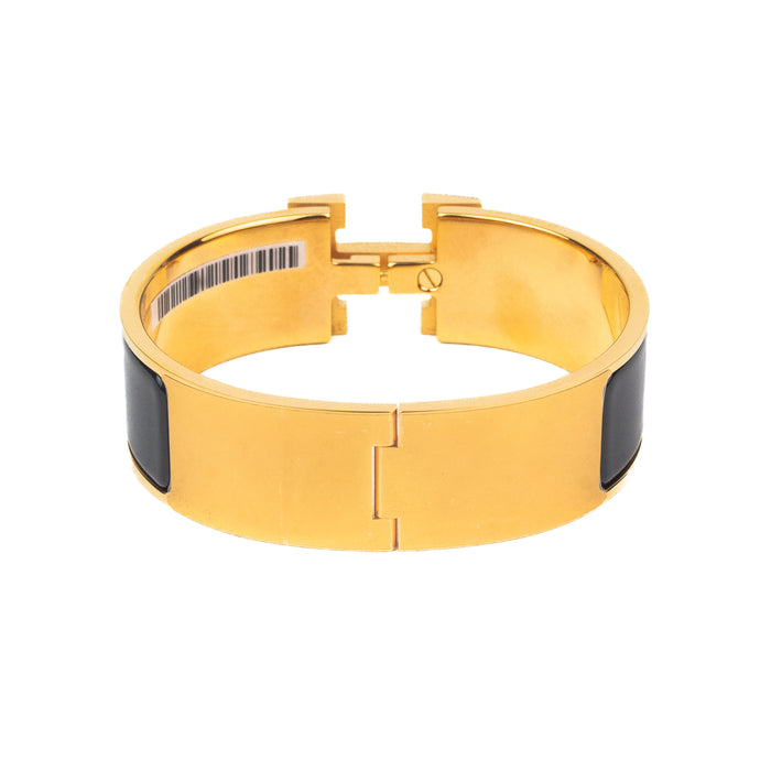 Hermes Black and Gold Clic Clac H Bracelet 
