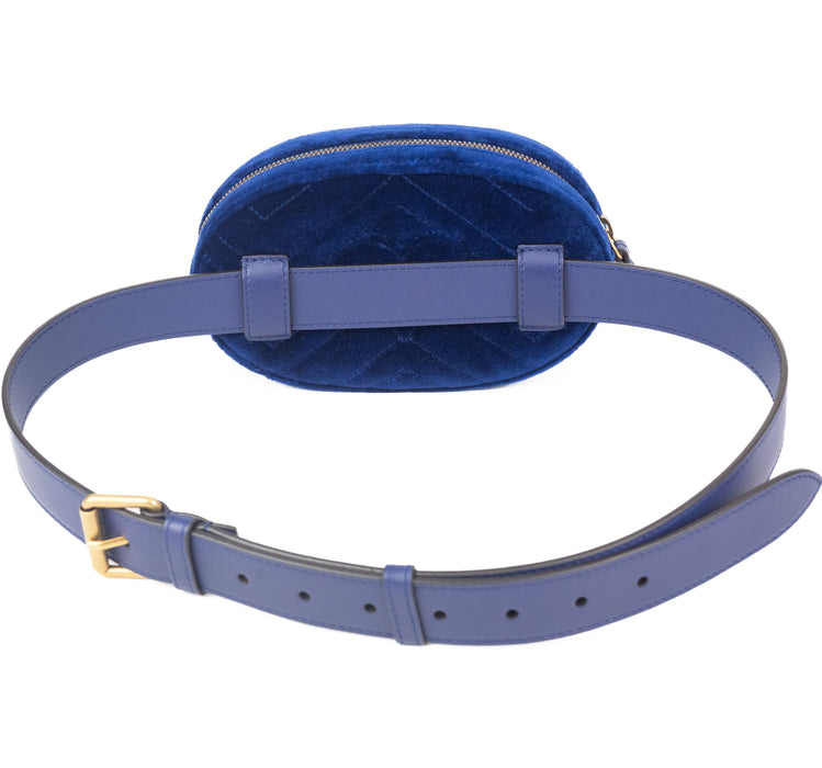 Gucci Marmont Small Velvet Belt Bag in Blue