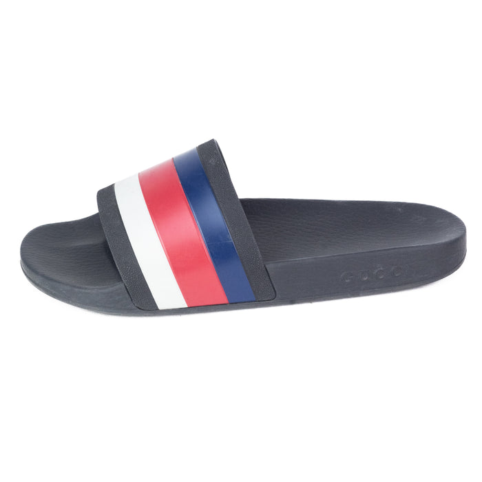 Gucci Rubber Slide Sandals in Red Blue and White