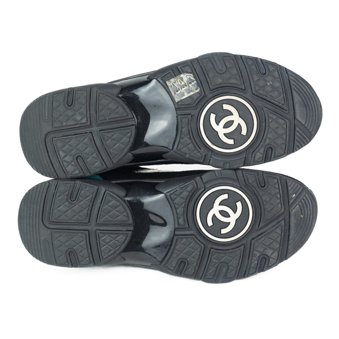 Chanel Turquoise Gold and Black Calfskin Cross Trainers