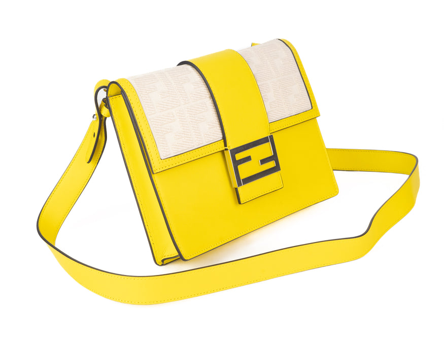 Fendi Flat Baguette in Yellow Leather