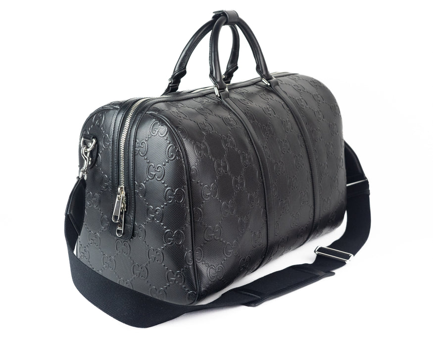 Gucci GG Embossed Duffle Bag in Black Leather LSC INC