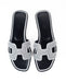 Hermes Oran Sandals in Black with Silver Crystal Beads