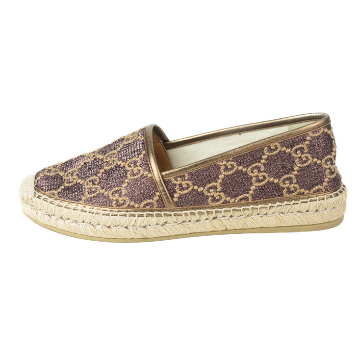 Gucci GG Heritage Lame Espadrilles in Brown