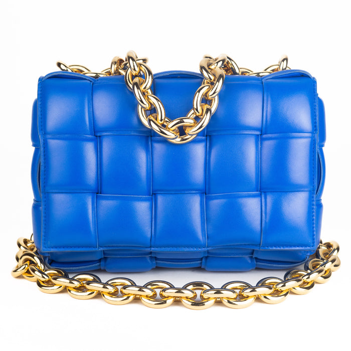 Bottega Veneta Chain Cassette Padded Leather Shoulder Bag in Cobalt blue