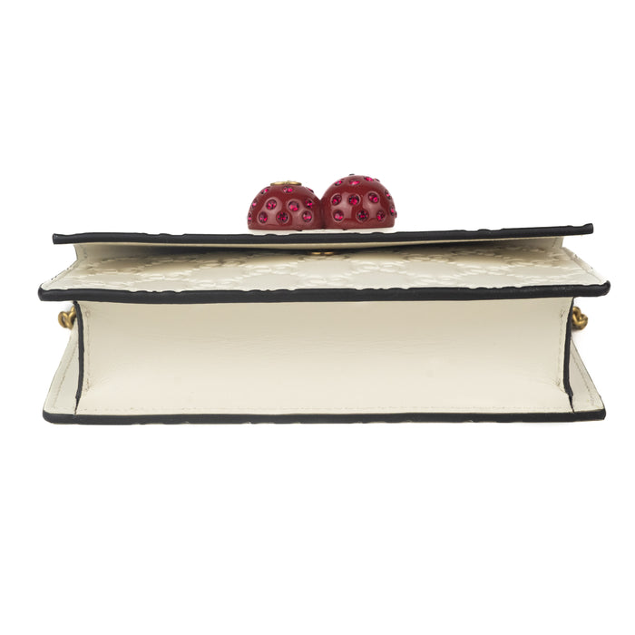 Gucci Guccissima Mini Cherry Chain Bag in White