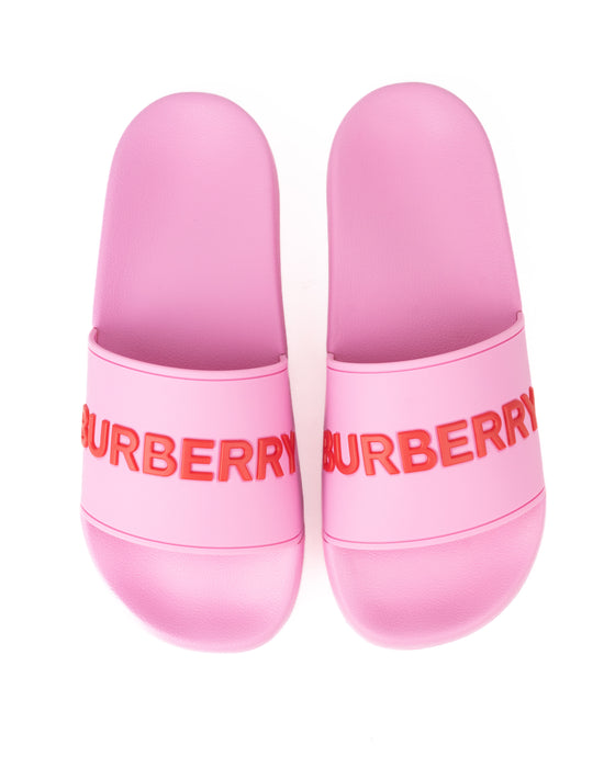 Burberry Logo Detail Pink Slides